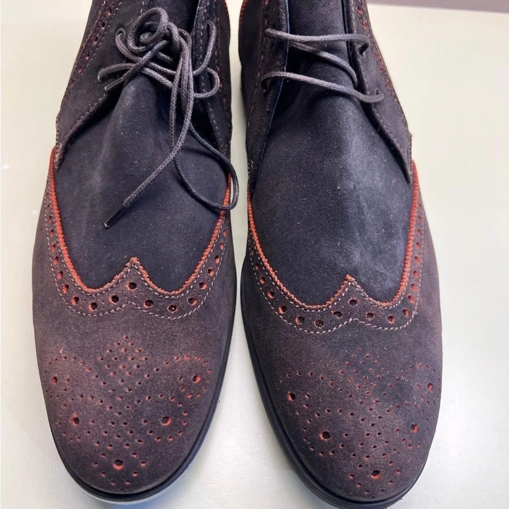 Baldinini Black and Brown Chukka Boots with Brogue Detailing made in Italy